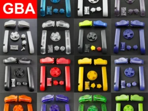 kf-S0ac0c49632a740d5bac6c89f5d1fb1fby Conjunto de Botões Coloridos para GBA – A/B, L/R, D-Pad e Liga/Desliga – Peças de Substituição