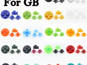 Conjunto DIY de Botões Coloridos para Game Boy – Teclas A/B, Direcional (D-Pad) e Botão Power